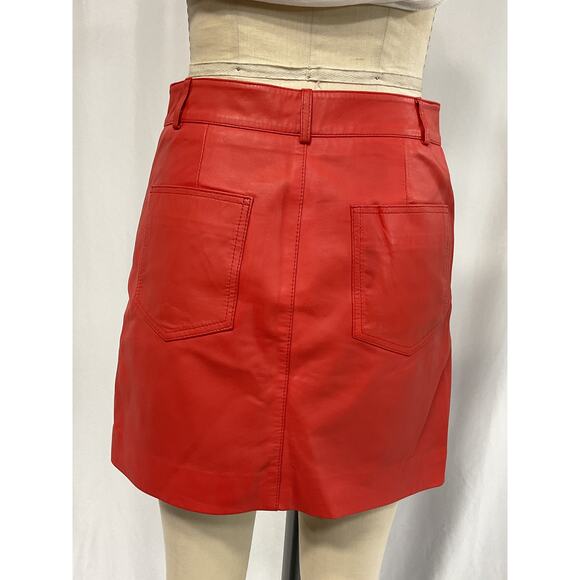 Walter Baker 'Alicia' Red Mini Leather Skirt Size 4 - Picture 3 of 5